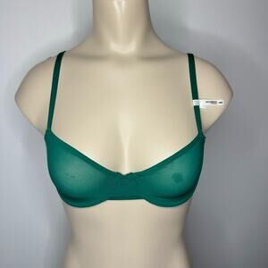 Aerie Womens Size 32B Balconette Unlined Underwire Bra Green Mesh Adjustable NWT